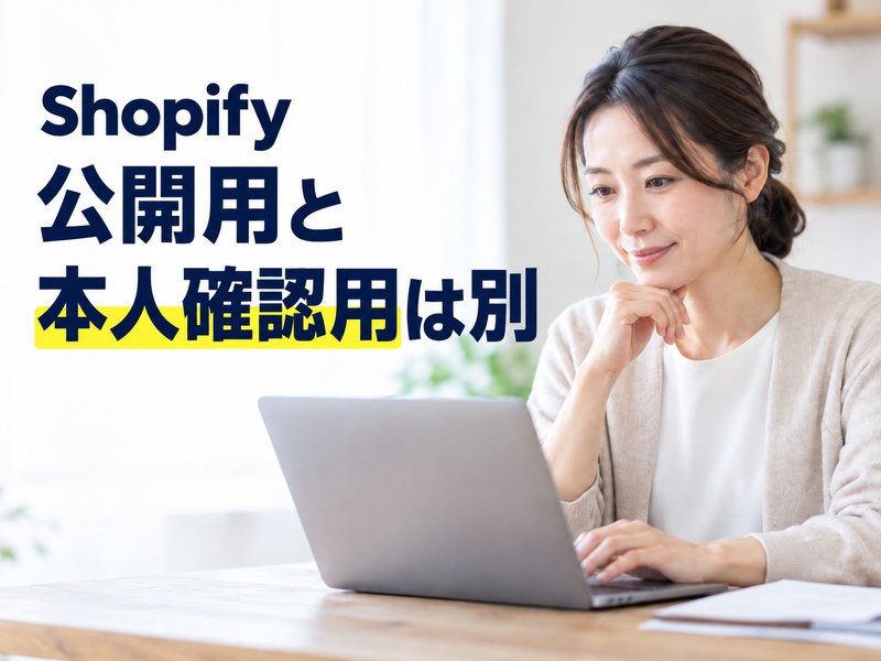 Shopifyの公開用住所と本人確認用住所の違いを示すサムネイル