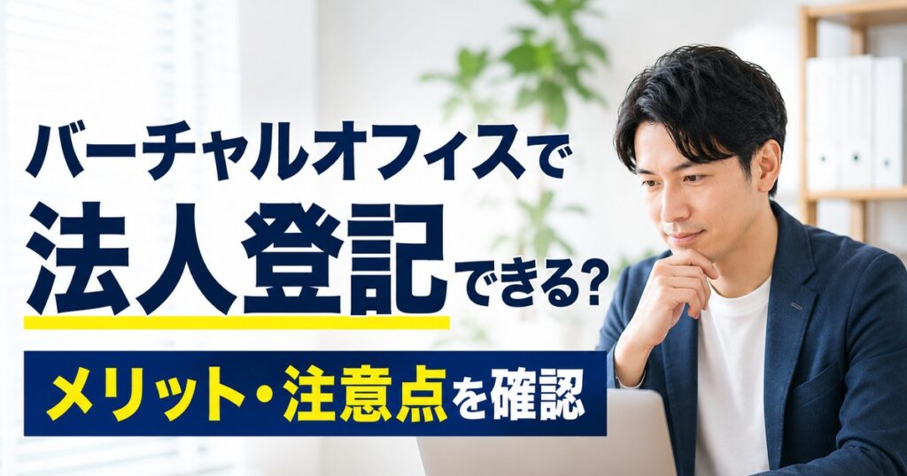 バーチャルオフィスで法人登記するメリットと注意点を確認する男性