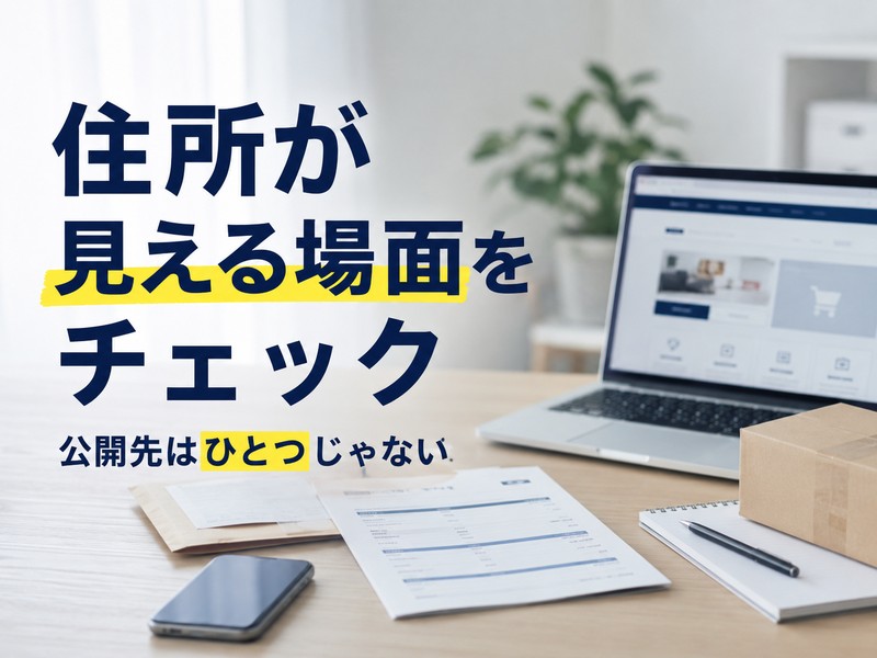 個人事業主の自宅住所が外部へ出る主な場面を示すイメージ