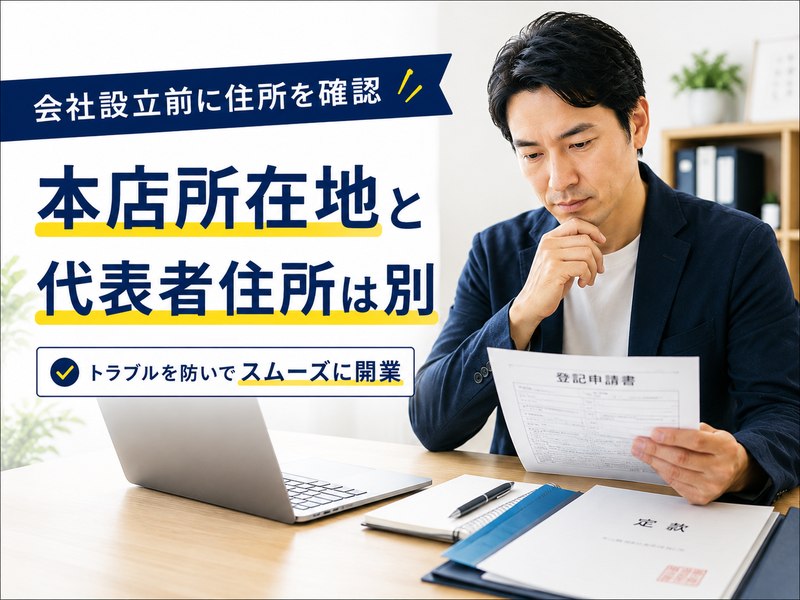 本店所在地と代表者住所の違いを確認する法人設立前の事業者のイメージ