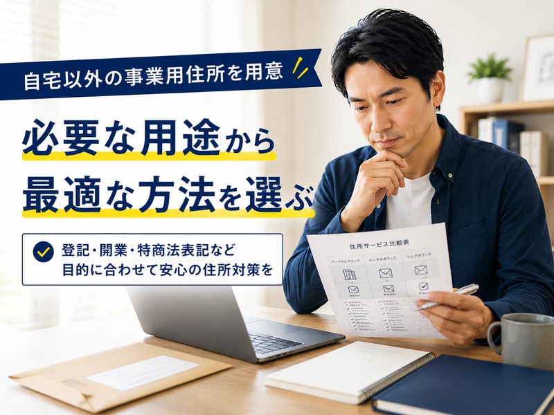 自宅以外の事業用住所を用途に合わせて検討する個人事業主のイメージ