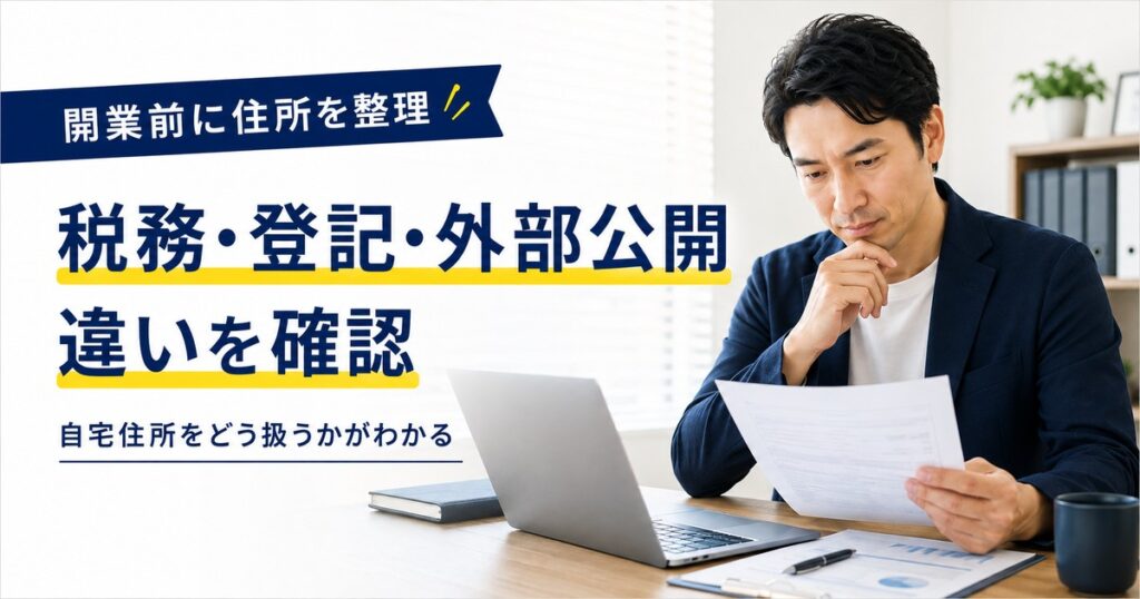 開業や法人設立で使う住所の違いを確認する個人事業主のアイキャッチ画像